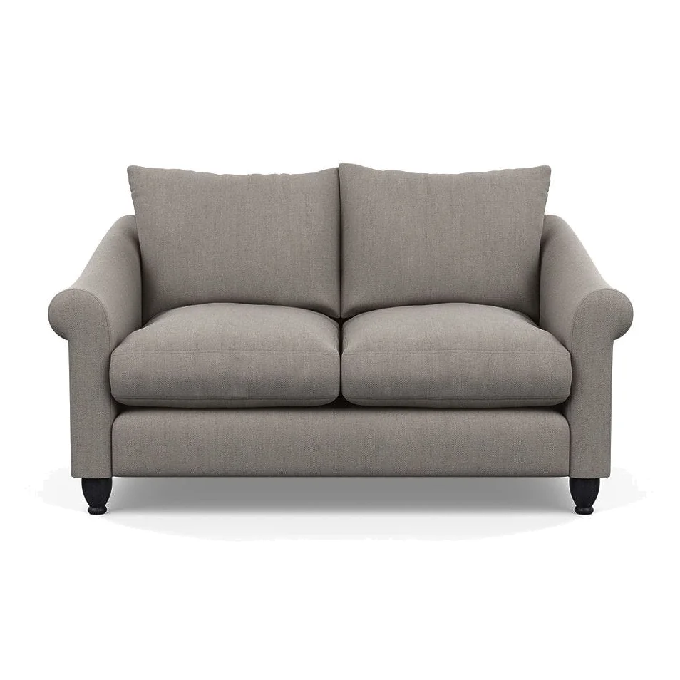 Heal's Devon 2 Seater Sofa Smart Cotton Linen Indigo Walnut Stained Feet – image 1