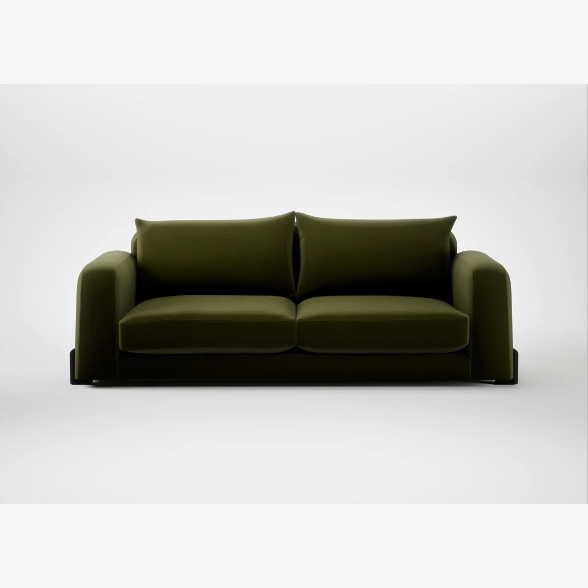 Heal's Nuvola 4 Seater Sofa Cotton Velvet Evergreen Black Feet