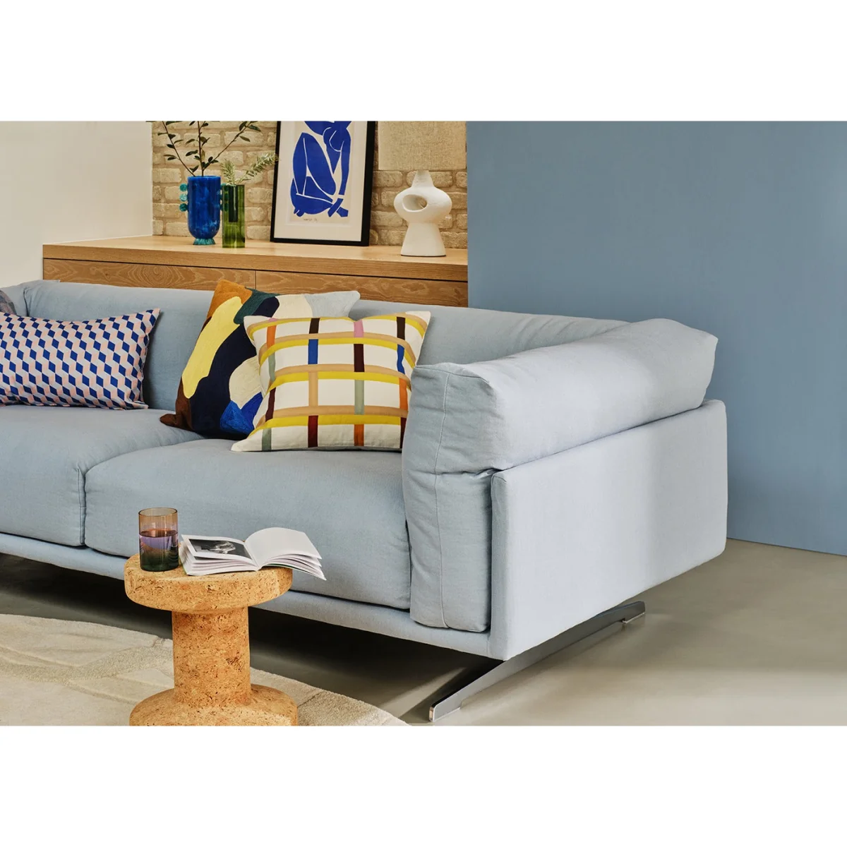 Heal's Novara 3 Seater Sofa Boucle Indigo Stainless Steel Feet – image 4