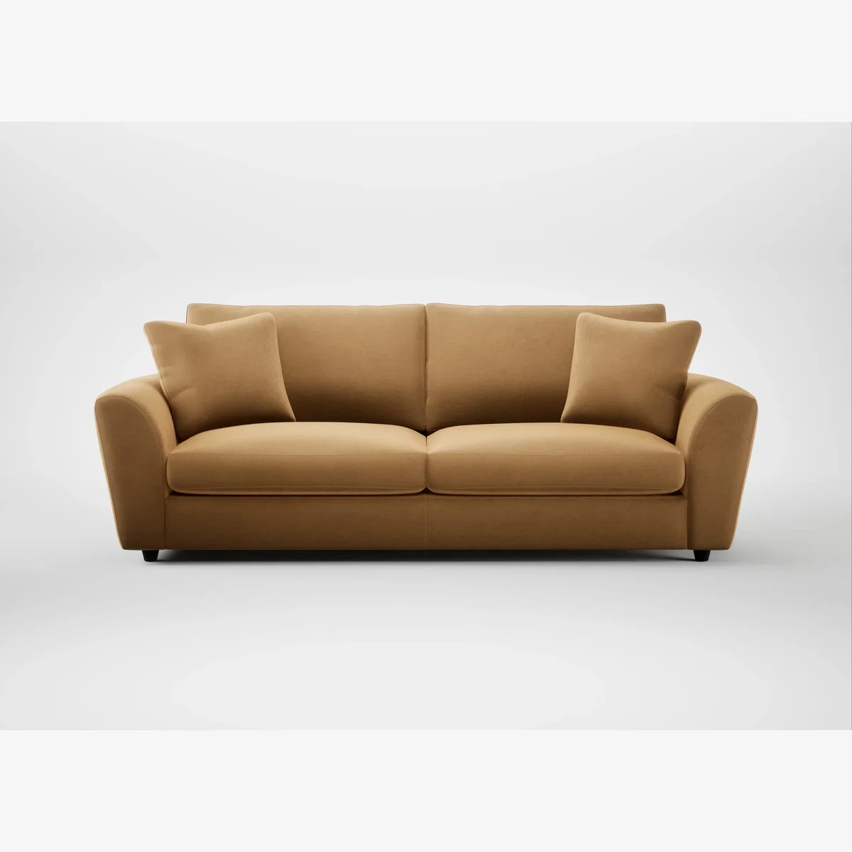 Heal's Snooze 5 Seater Sofa Wool Velvet Camel Black Feet – image 1