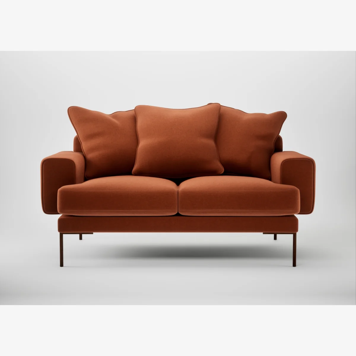 Heal's Torrington 2 Seater Sofa Cotton Velvet Russet Black Feet – image 1