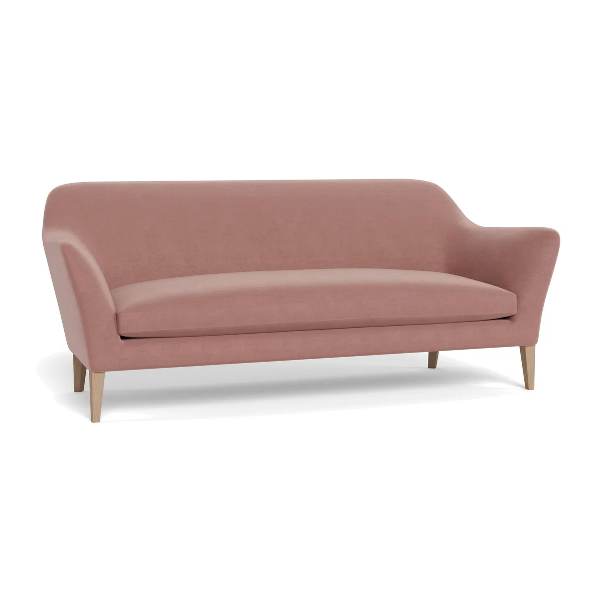 Heal's Wallis 4 Seater Sofa Smart Luxe Velvet Dusky Pink Stained Oak Feet – image 1