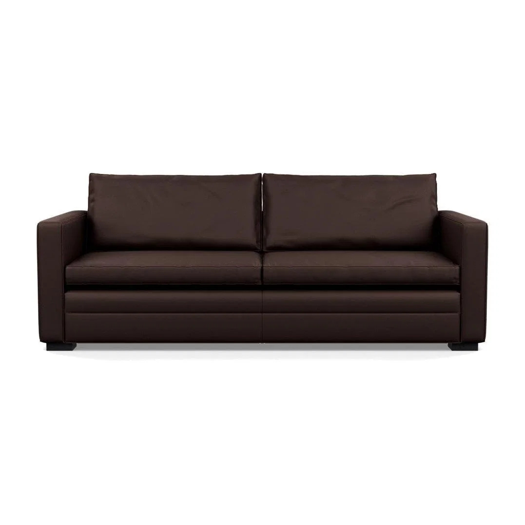 Heal's Palermo 4 Seater Sofa Heritage Leather Stone Grey 2060 Black and Walnut Feet