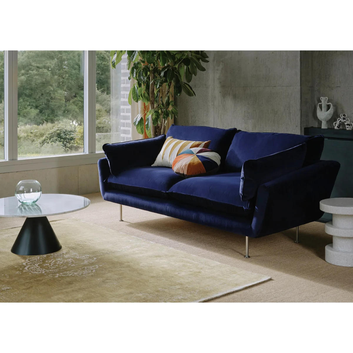 Heal's Allora 4 Seater Sofa Cotton Velvet Evergreen Black Feet – image 3