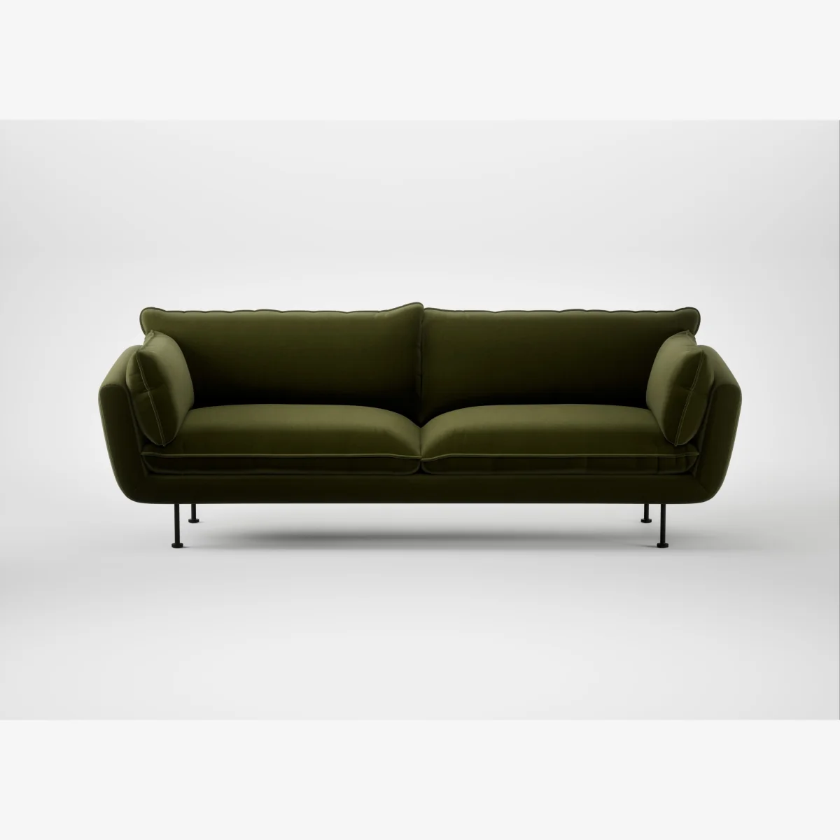 Heal's Allora 4 Seater Sofa Cotton Velvet Evergreen Black Feet – image 1