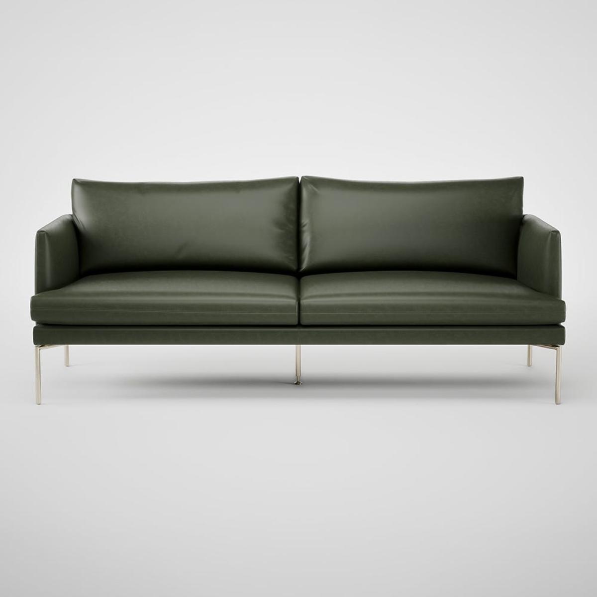 Heal's Matera 3 Seater Sofa Stonewash Leather 278 Stainless Steel Foot – image 2