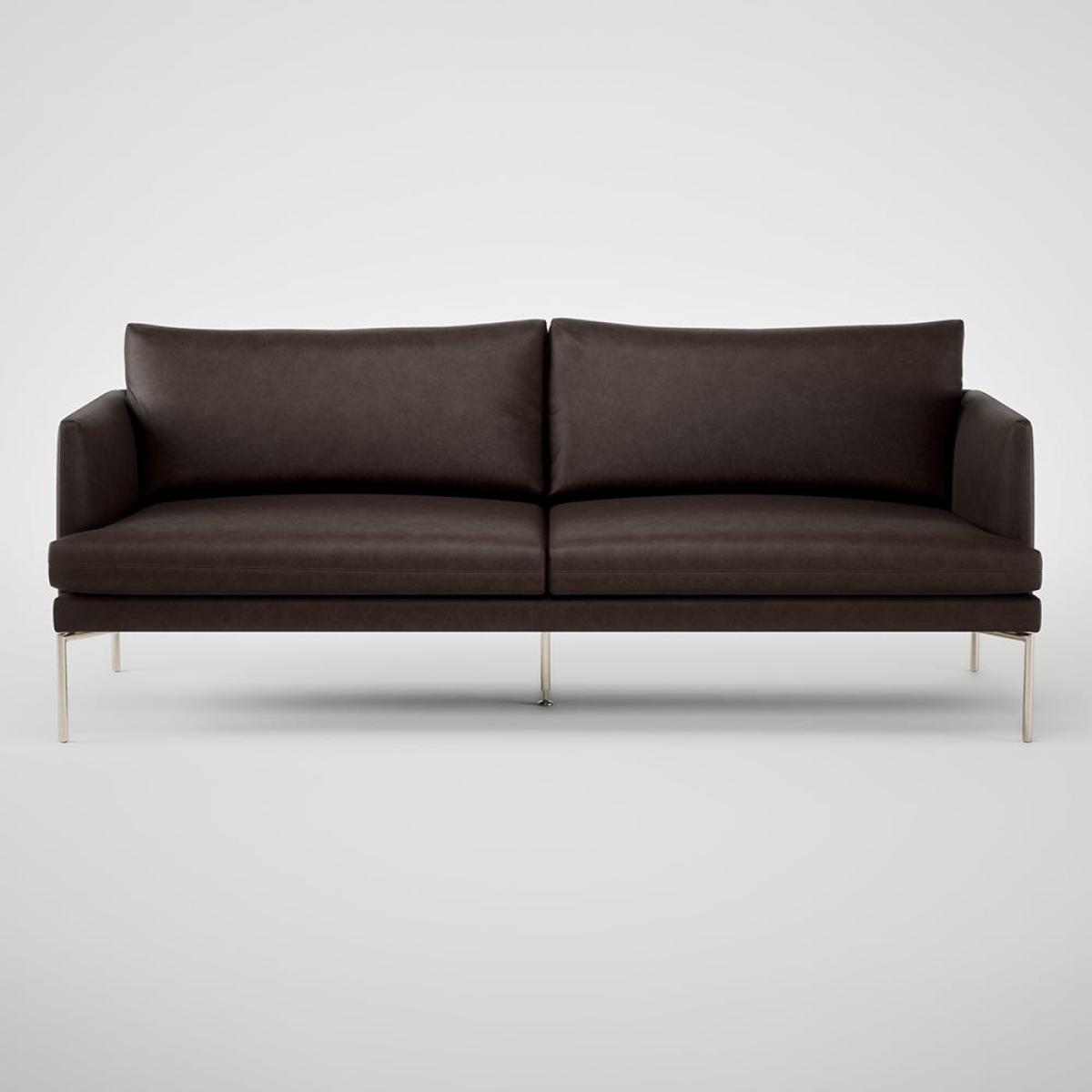 Heal's Matera 3 Seater Sofa Grain Leather Chocolate 066 Stainless Steel Foot – image 2