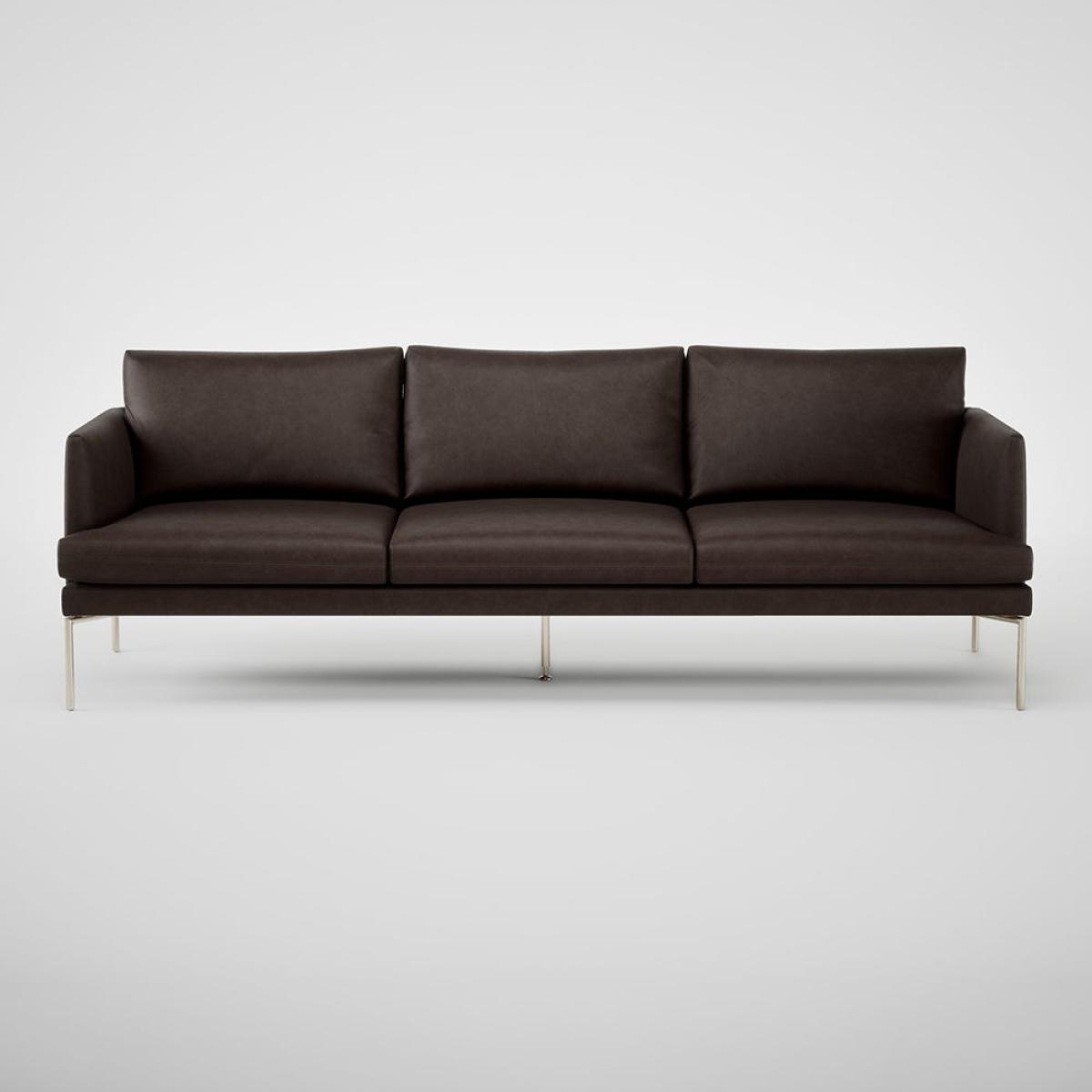 Heal's Matera 4 Seater Sofa Grain Leather Chocolate 066 Stainless Steel Foot – image 2