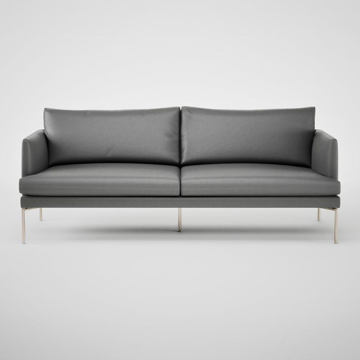 Heal's Matera 3 Seater Sofa Daino Leather Steel 004 Stainless Steel Foot – image 2