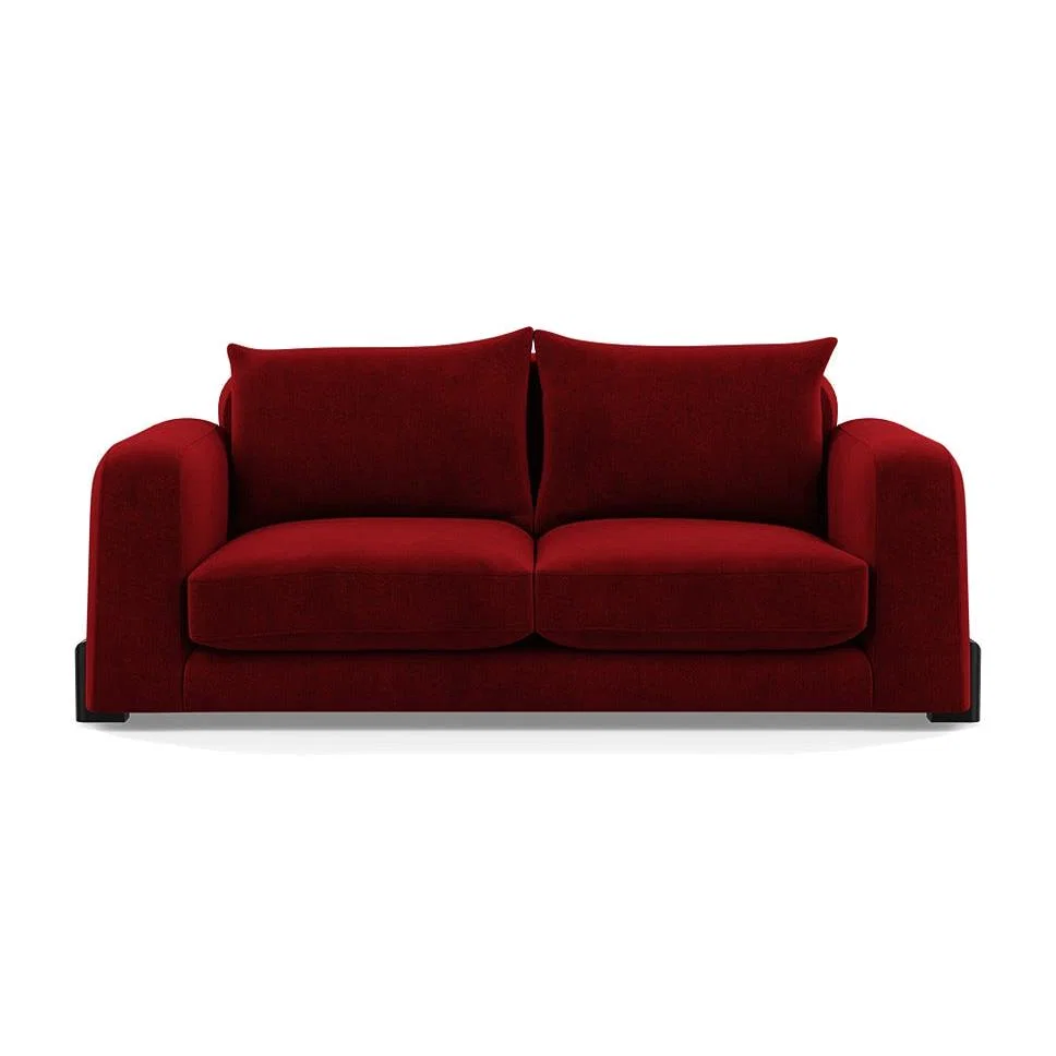 Heal's Nuvola 2 Seater Sofa Smart Luxe Velvet Mulberry Black Beech Feet