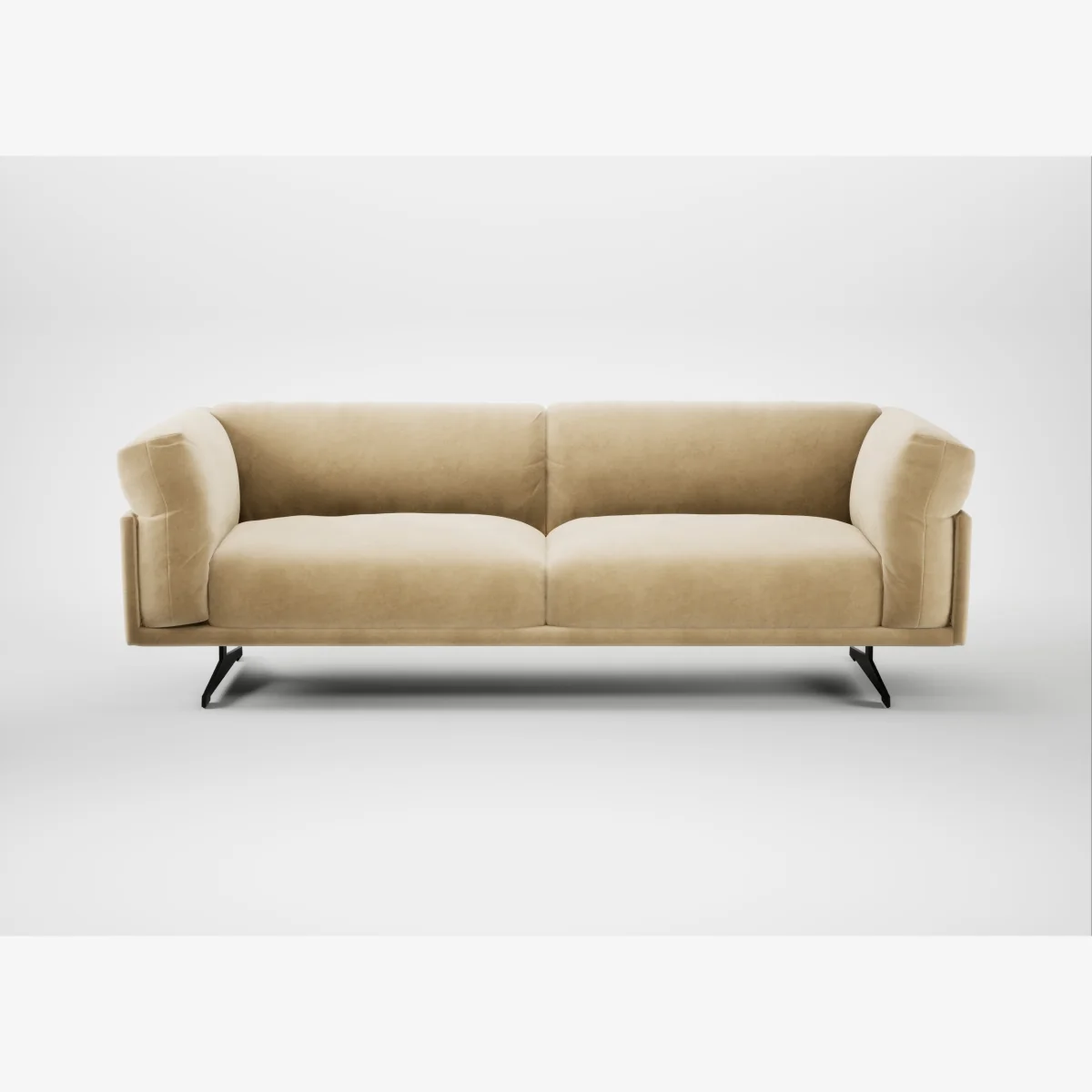 Heal's Novara 4 Seater Sofa Smart Luxe Velvet Biscuit Black Feet – image 1