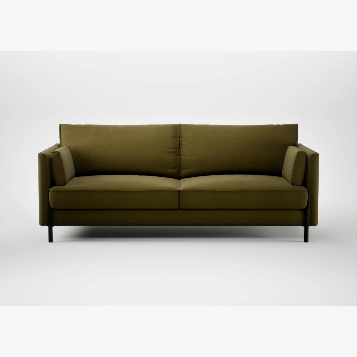 Heal's Tortona 3 Seater Sofa Wool Velvet Olive Black Feet – image 1