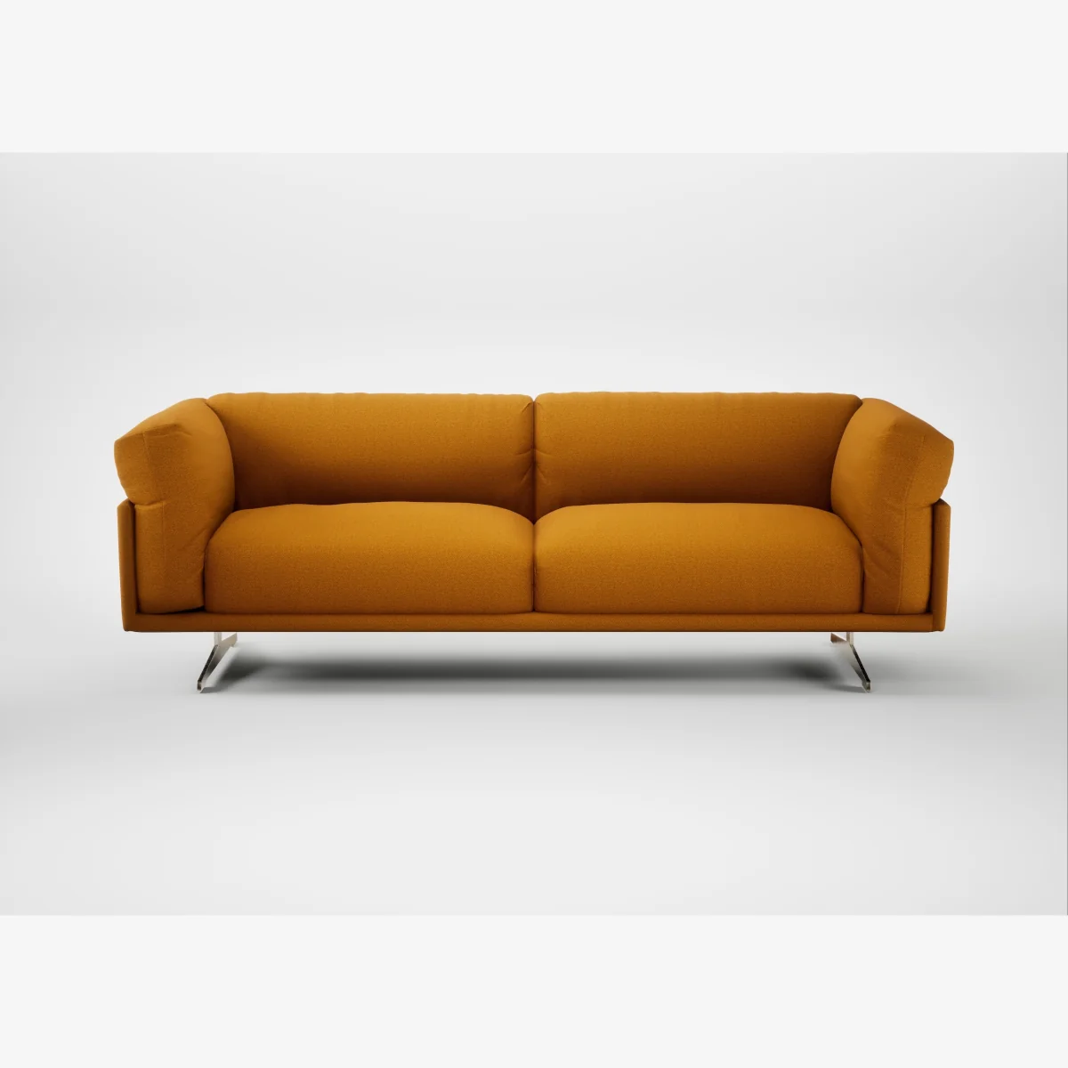Heal's Novara 4 Seater Sofa Loop Twill Ochre Stainless Steel Feet – image 1