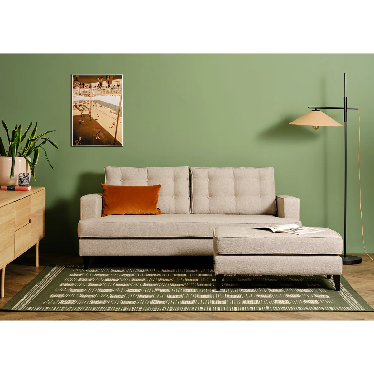 Heal's Mistral 4 Seater Sofa Cotton Velvet Evergreen Black Feet – image 2