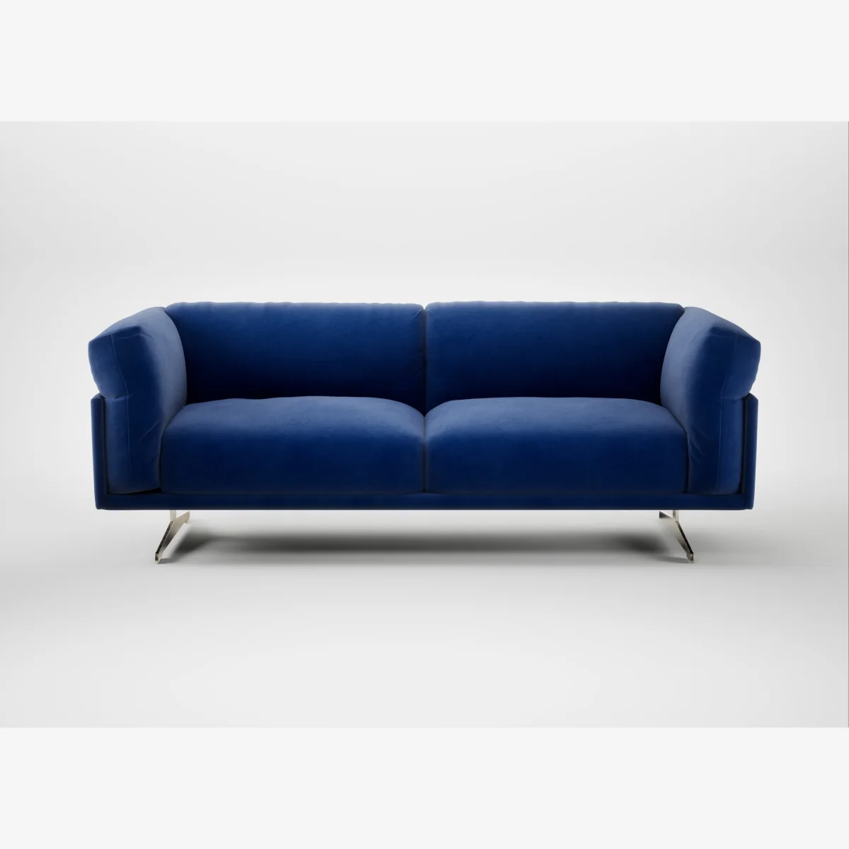 Heal's Novara 3 Seater Sofa Smart Luxe Velvet Azure Stainless Steel Feet – image 1