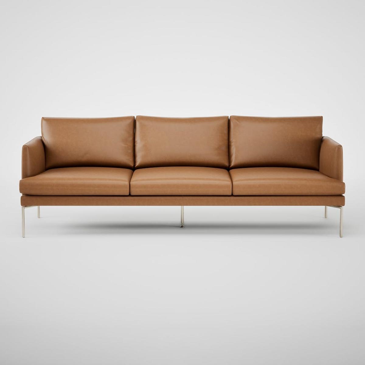 Heal's Matera 4 Seater Sofa Stonewash Leather Toffee 277 Stainless Steel Foot – image 2