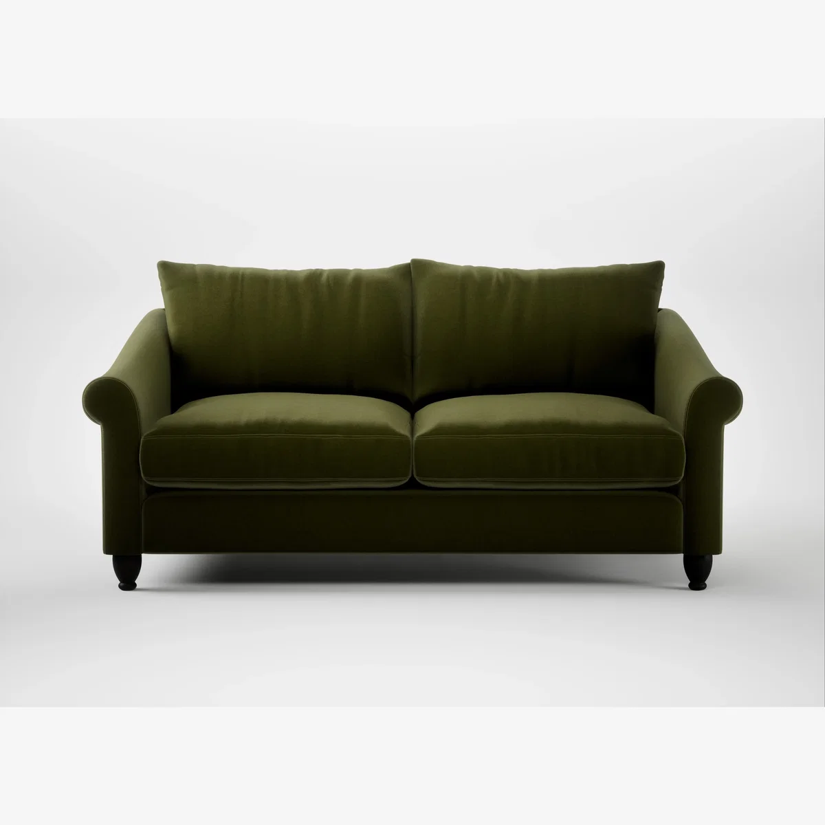 Heal's Devon 3 Seater Sofa Cotton Velvet Evergreen Black Feet – image 1