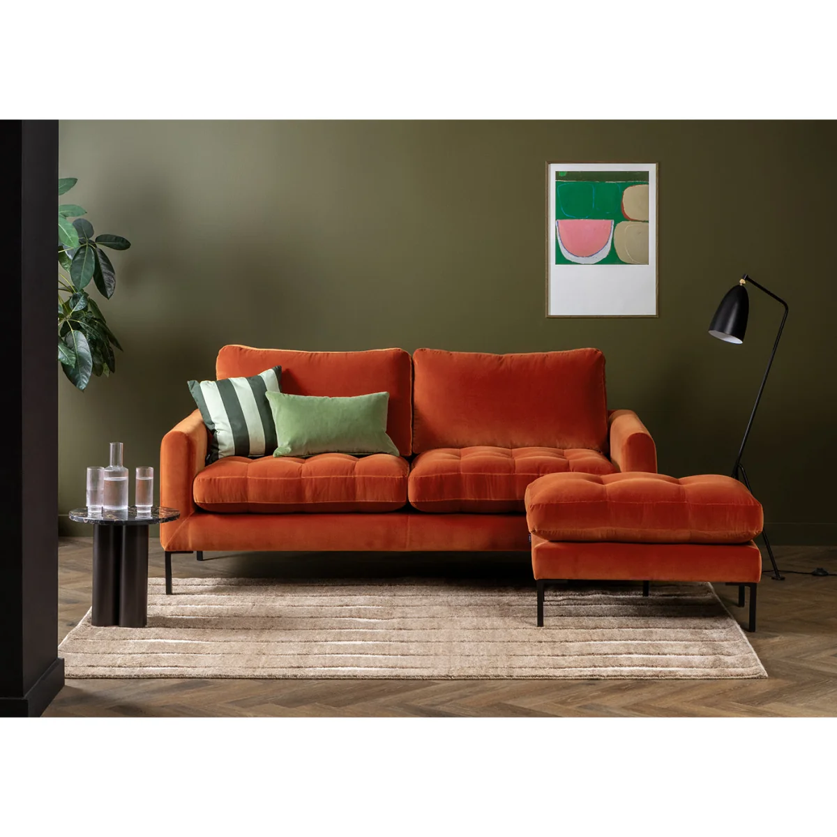 Heal's Eton 4 Seater Sofa Cotton Velvet Evergreen Black Feet – image 3