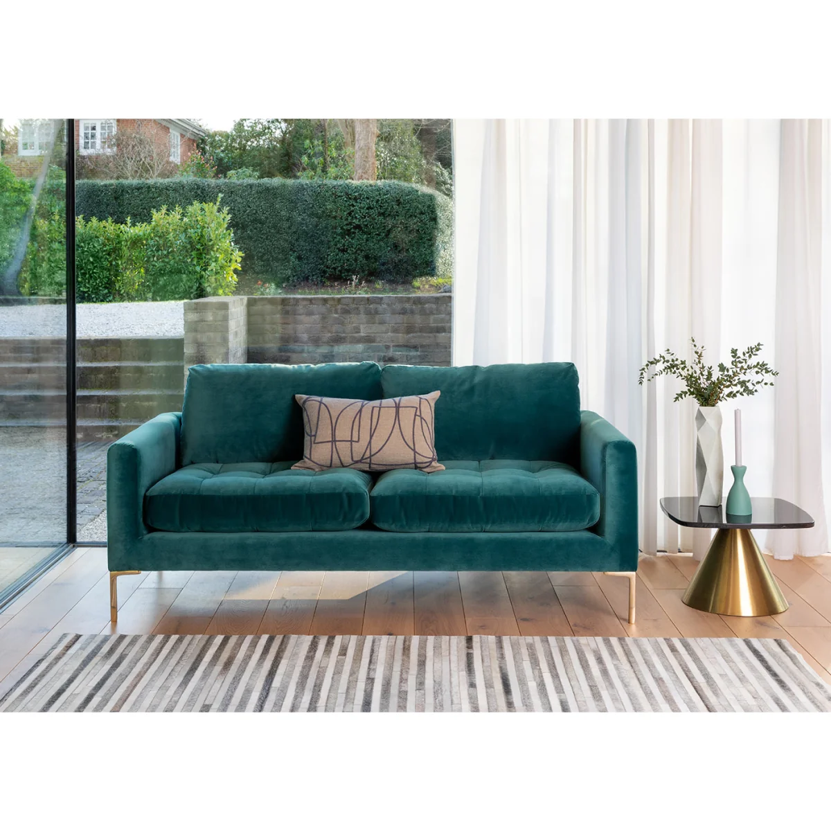Heal's Eton 4 Seater Sofa Cotton Velvet Evergreen Black Feet – image 4