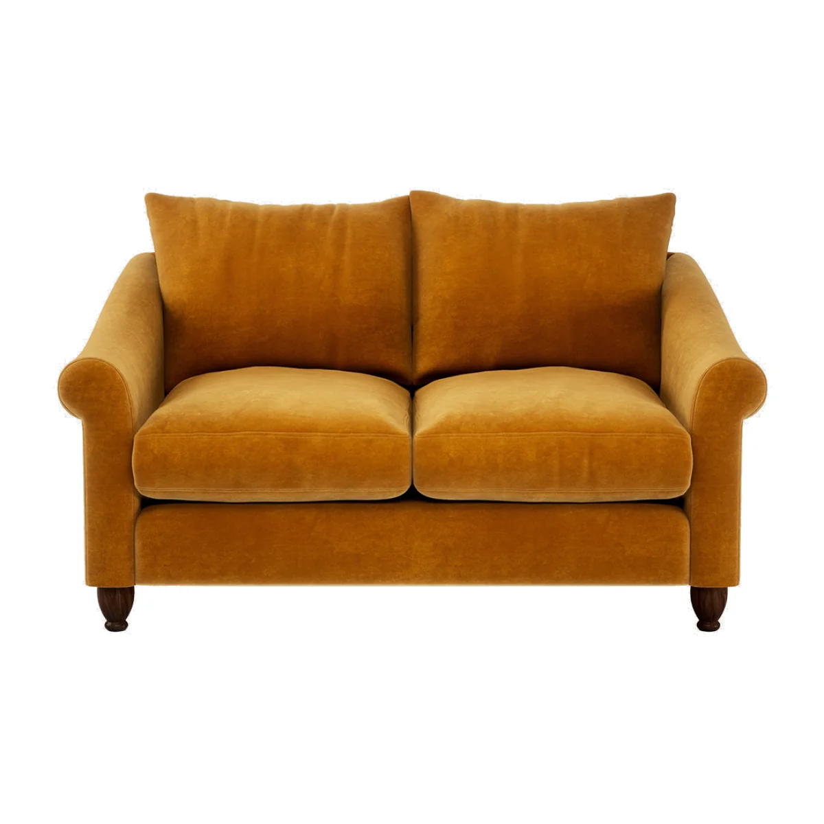 Heal's Devon 2 Seater Sofa Loop Twill Ochre Black Feet – image 1