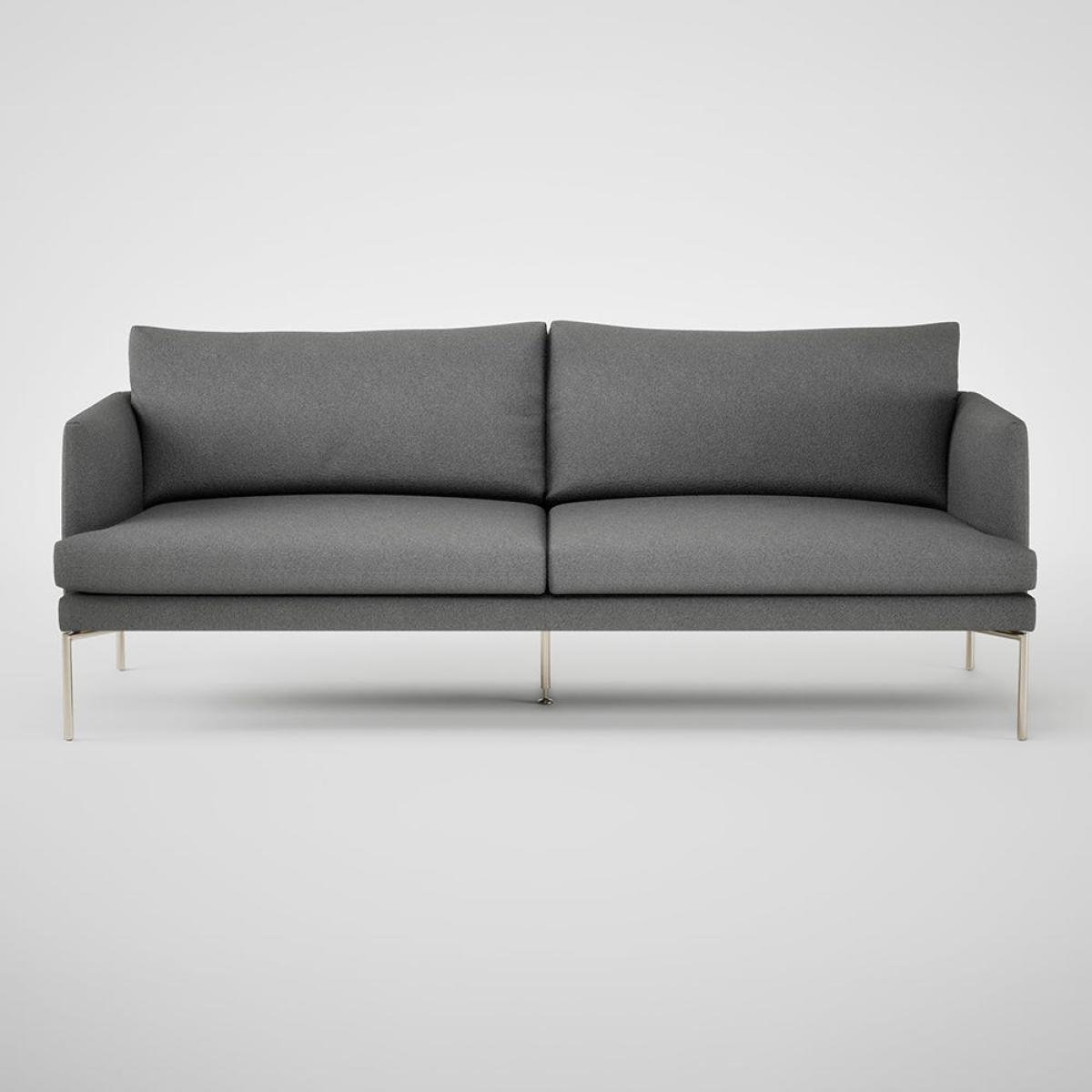 Heal's Matera 3 Seater Sofa St Moritz Wool Light Grey 157 Stainless Steel Foot – image 2