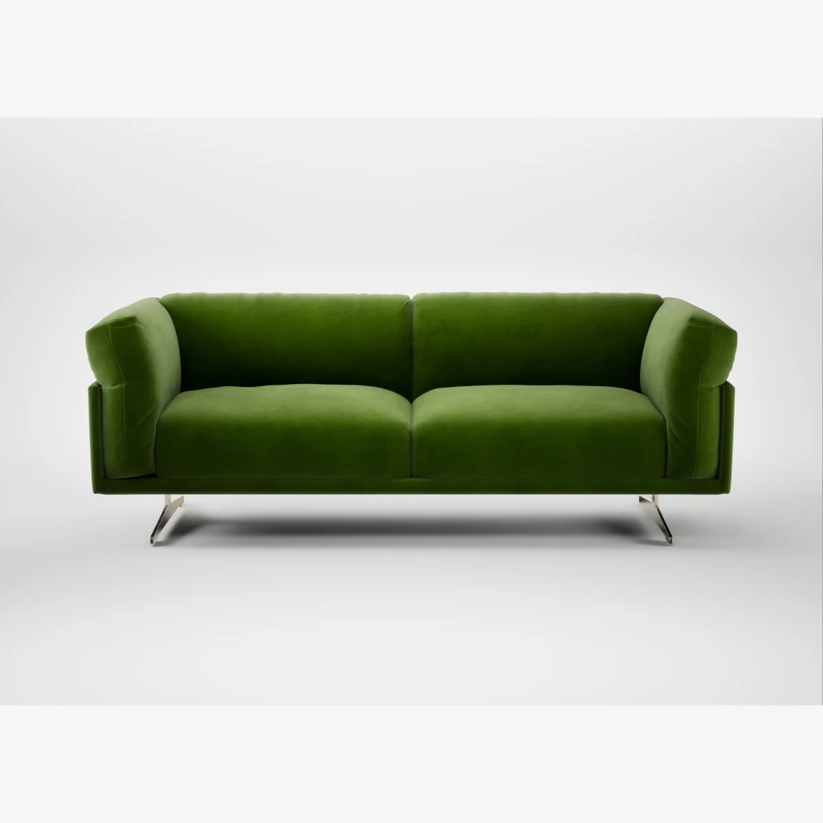 Heal's Novara 3 Seater Sofa Smart Luxe Velvet Grass Stainless Steel Feet – image 1