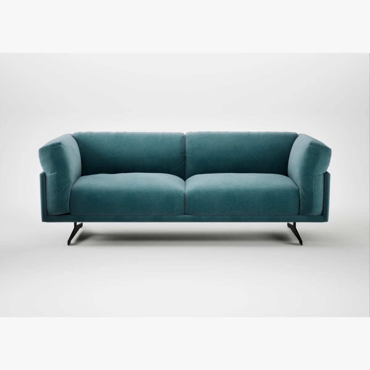 Heal's Novara 3 Seater Sofa Smart Luxe Velvet Airforce Blue Black Feet – image 1