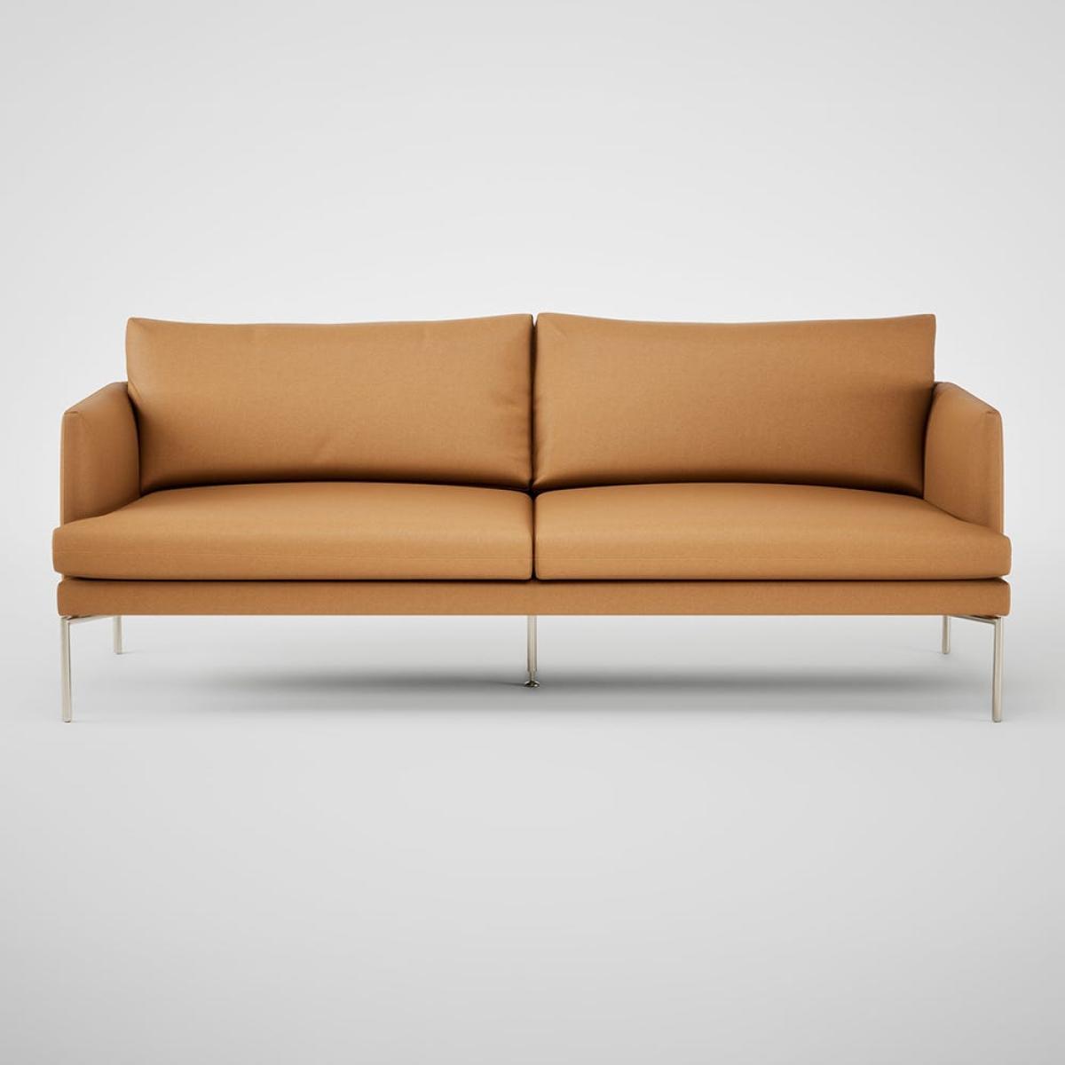 Heal's Matera 3 Seater Sofa Daino Leather Parchment Stainless Steel Foot – image 2
