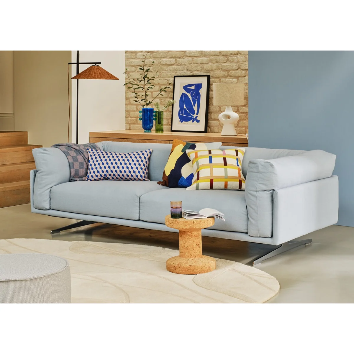 Heal's Novara 3 Seater Sofa Loop Twill Fossil Stainless Steel Feet – image 2