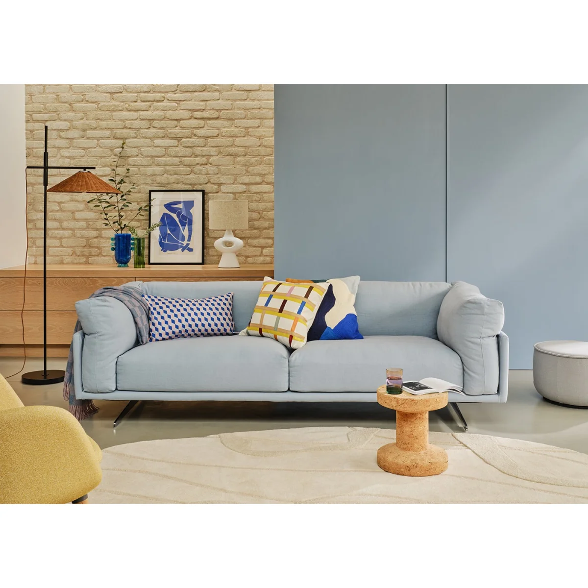 Heal's Novara 3 Seater Sofa Loop Twill Fossil Stainless Steel Feet – image 3