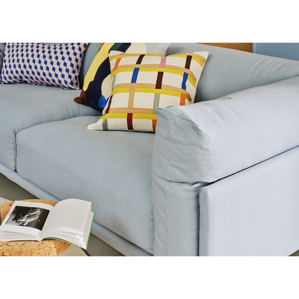 Heal's Novara 3 Seater Sofa Loop Twill Fossil Stainless Steel Feet – image 5