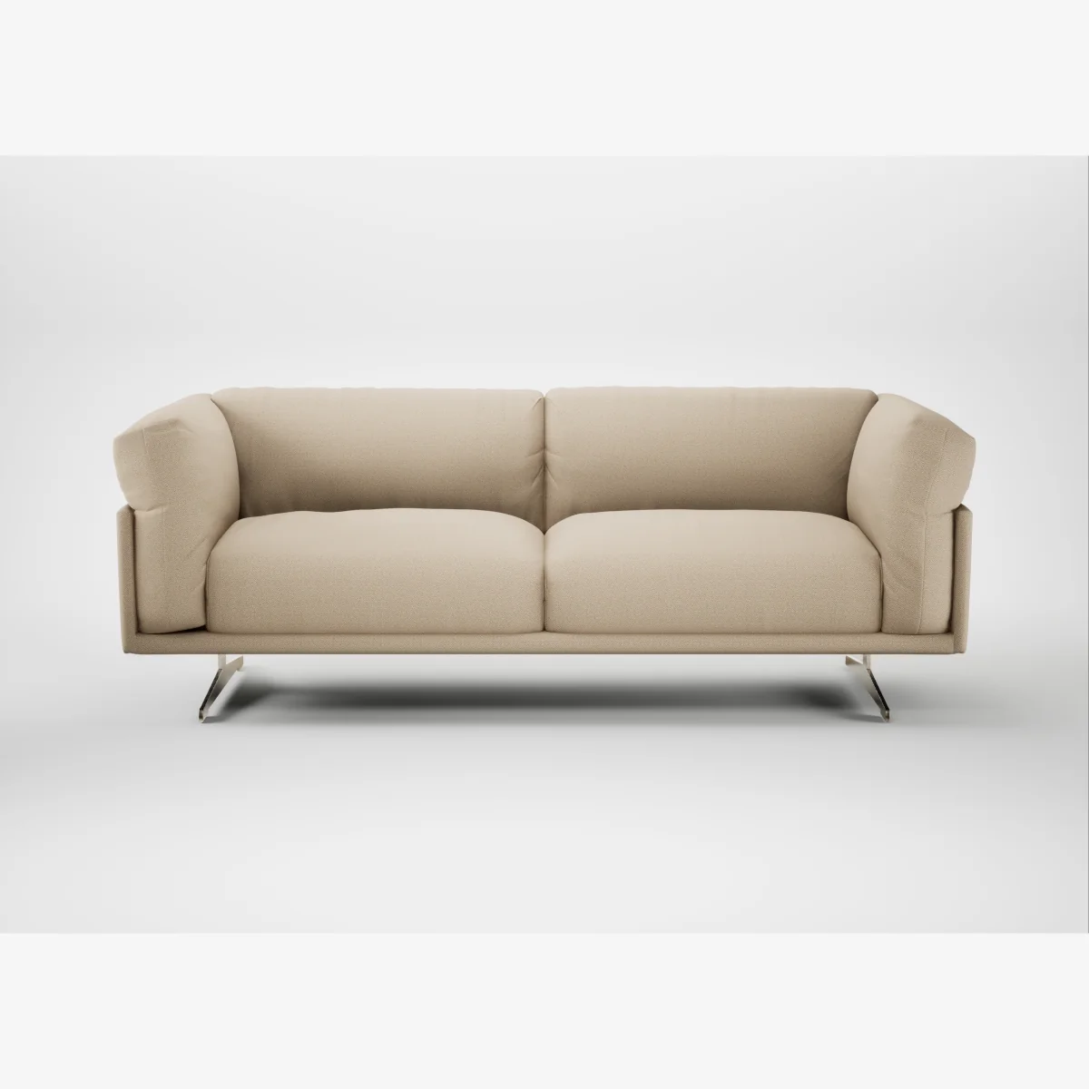 Heal's Novara 3 Seater Sofa Loop Twill Fossil Stainless Steel Feet – image 1