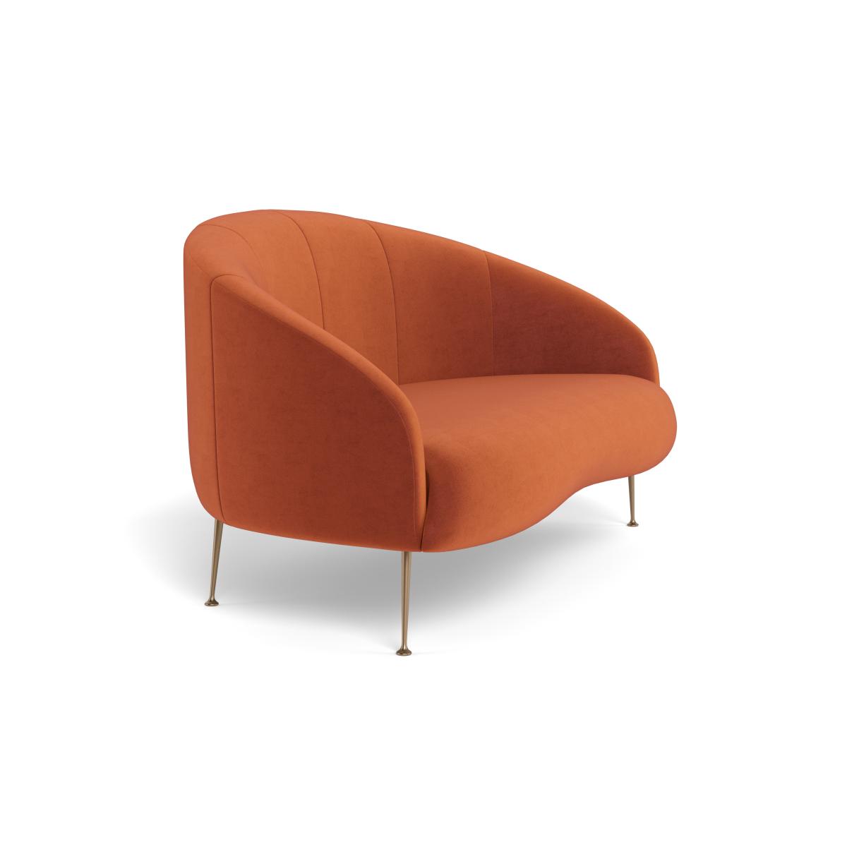 Heal's Bloomsbury 2 Seater Sofa Velvet Russet Brass Feet – image 2