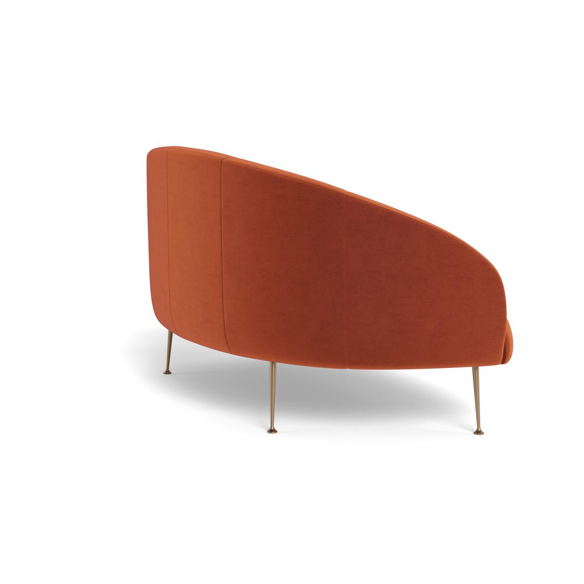 Heal's Bloomsbury 2 Seater Sofa Velvet Russet Brass Feet – image 4