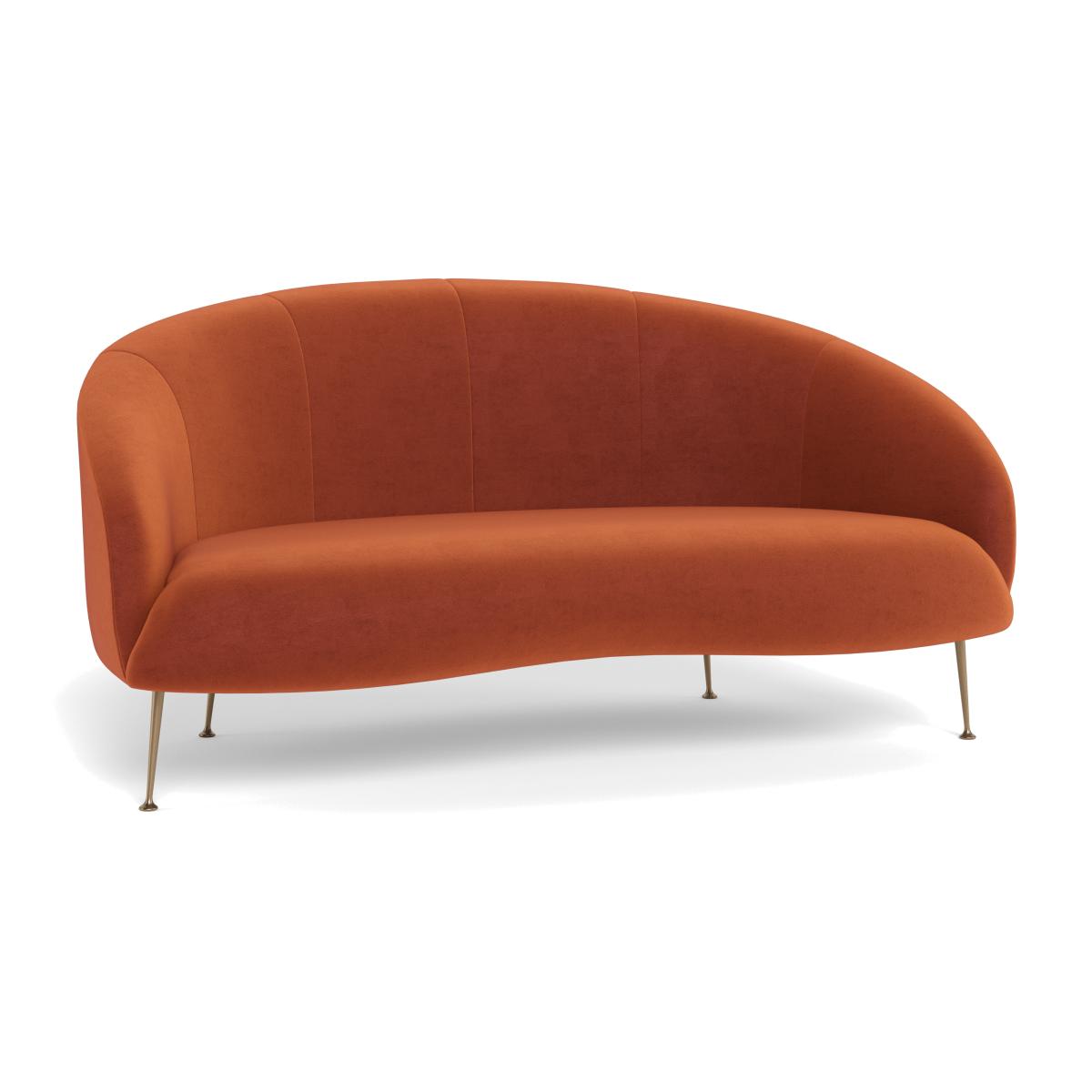 Heal's Bloomsbury 2 Seater Sofa Velvet Russet Brass Feet – image 1