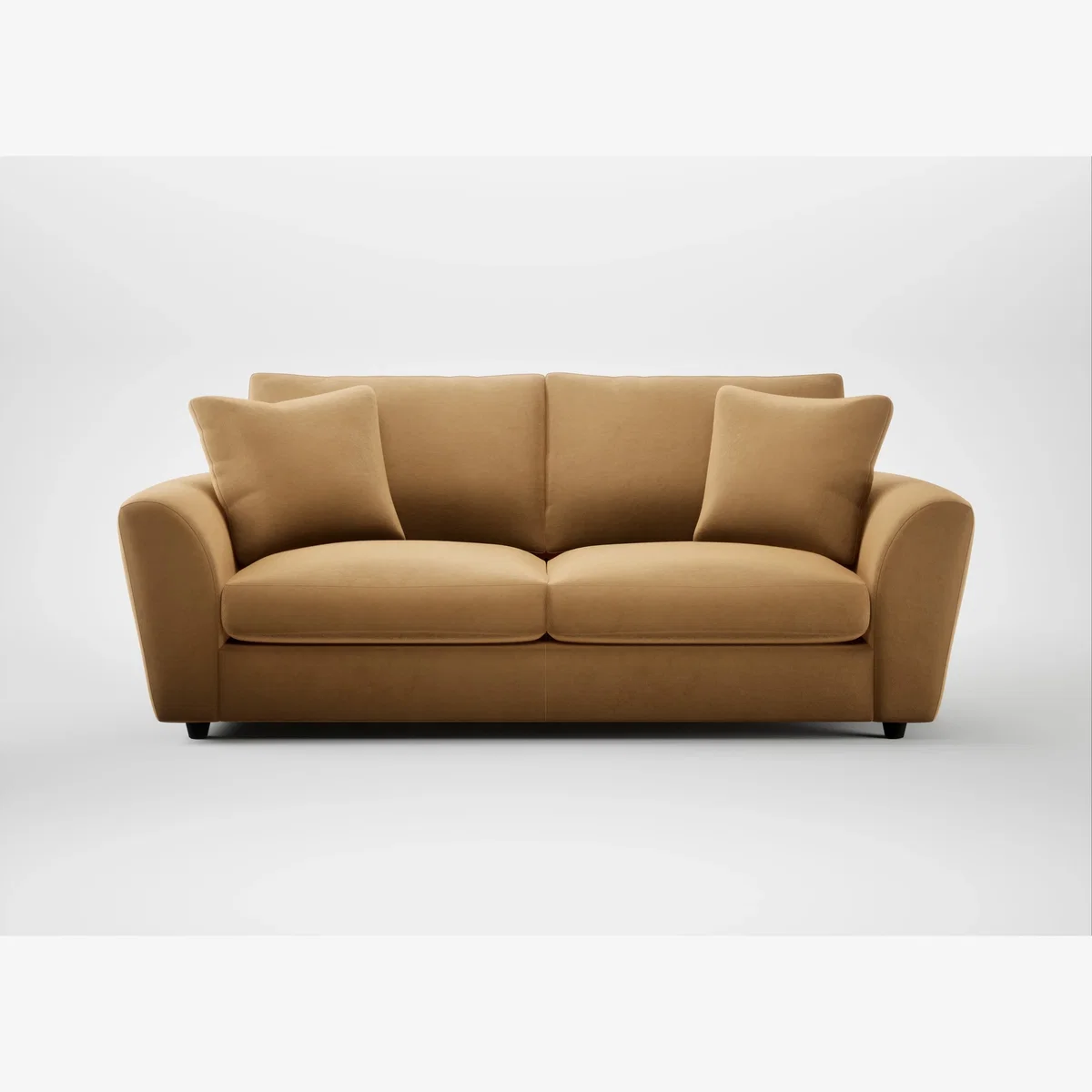 Heal's Snooze 4 Seater Sofa Wool Velvet Camel Black Feet – image 1