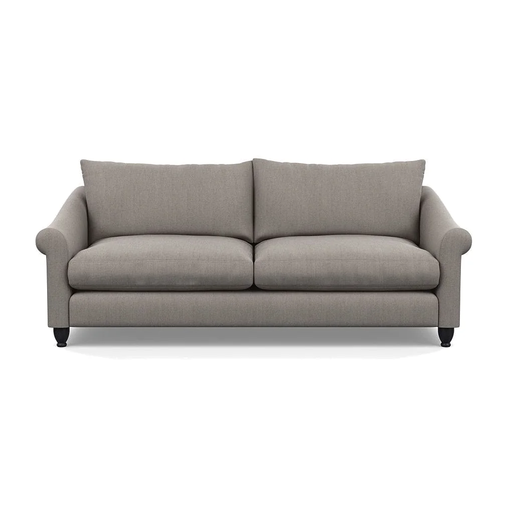 Heal's Devon 4 Seater Sofa Smart Cotton Linen Indigo Walnut Stained Feet – image 1