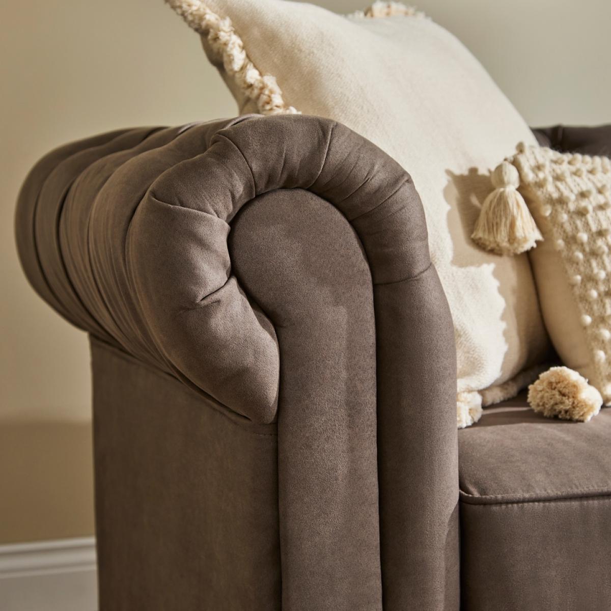 Burton Faux Leather Chesterfield 3 Seater Sofa - Elephant Grey – image 3
