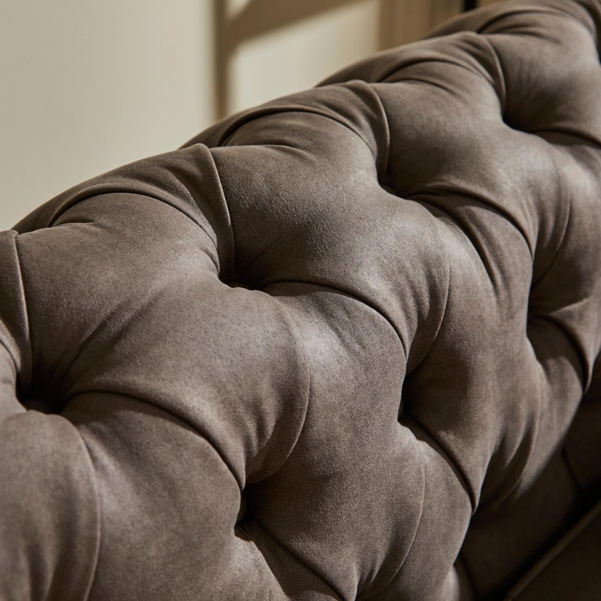 Burton Faux Leather Chesterfield 3 Seater Sofa - Elephant Grey – image 4