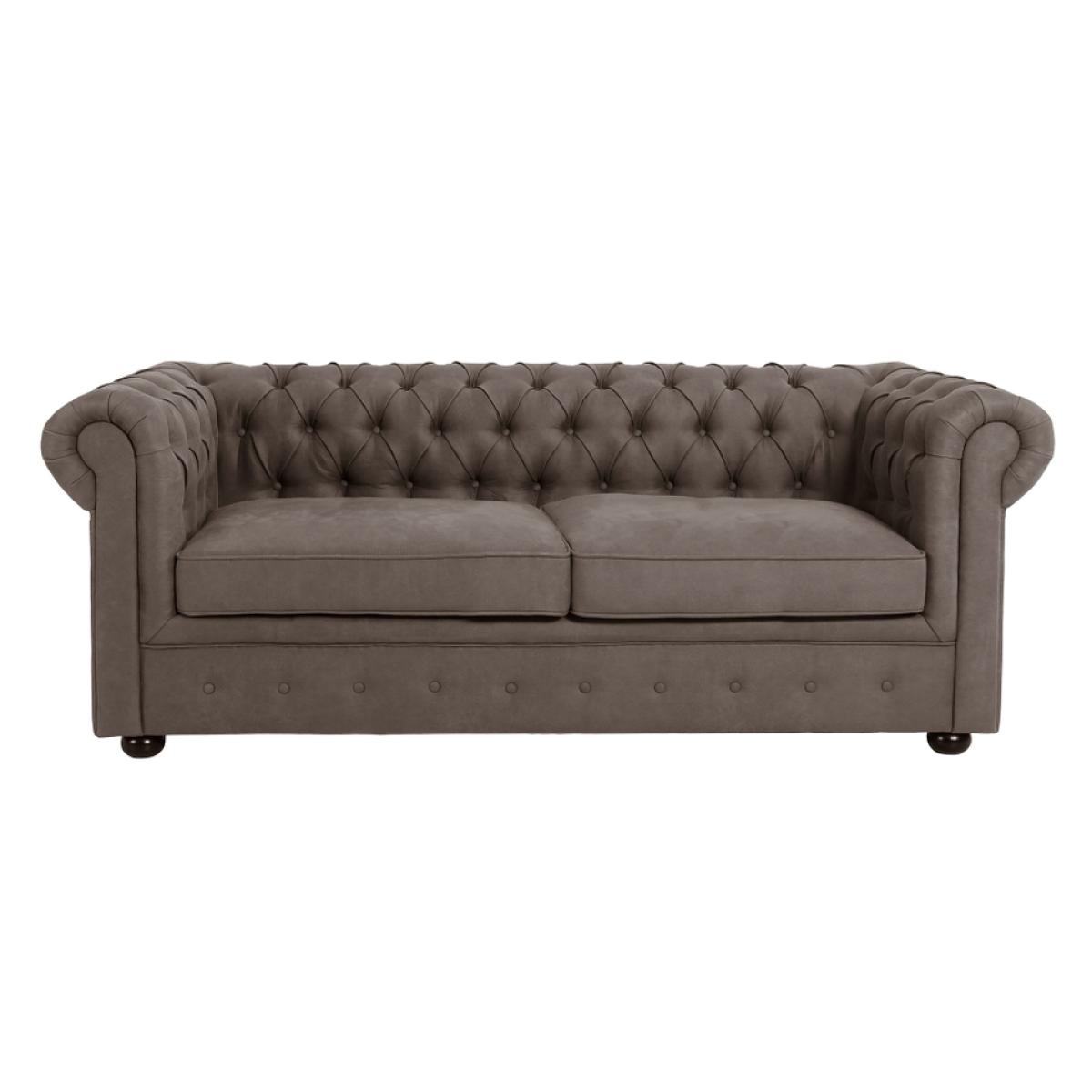 Burton Faux Leather Chesterfield 3 Seater Sofa - Elephant Grey – image 5