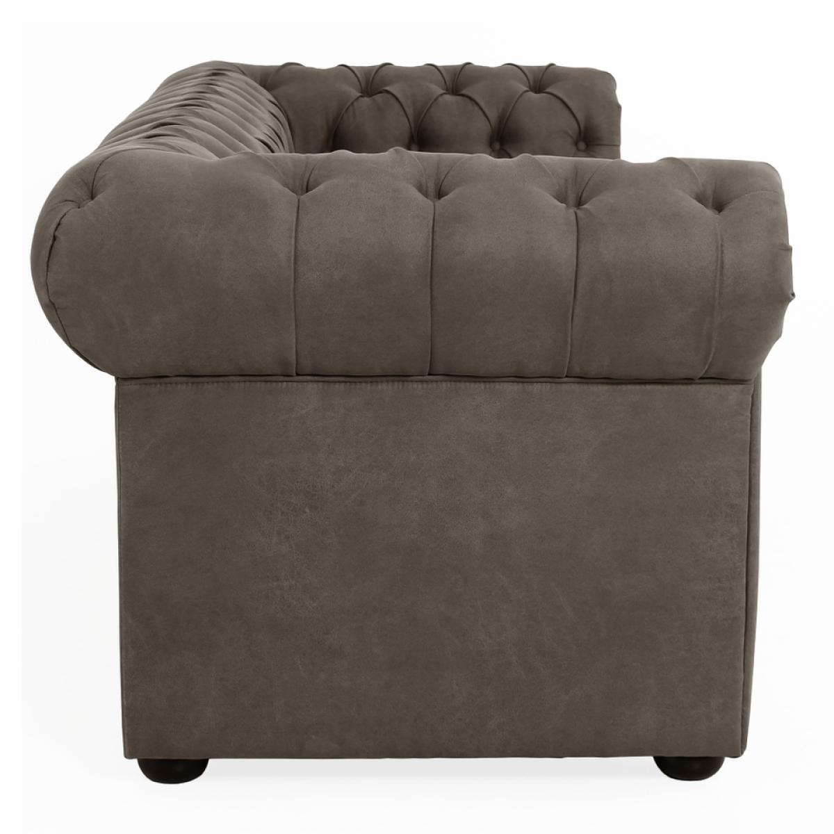 Burton Faux Leather Chesterfield 3 Seater Sofa - Elephant Grey – image 6