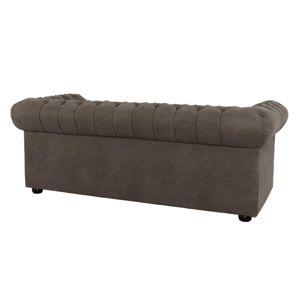 Burton Faux Leather Chesterfield 3 Seater Sofa - Elephant Grey – image 7