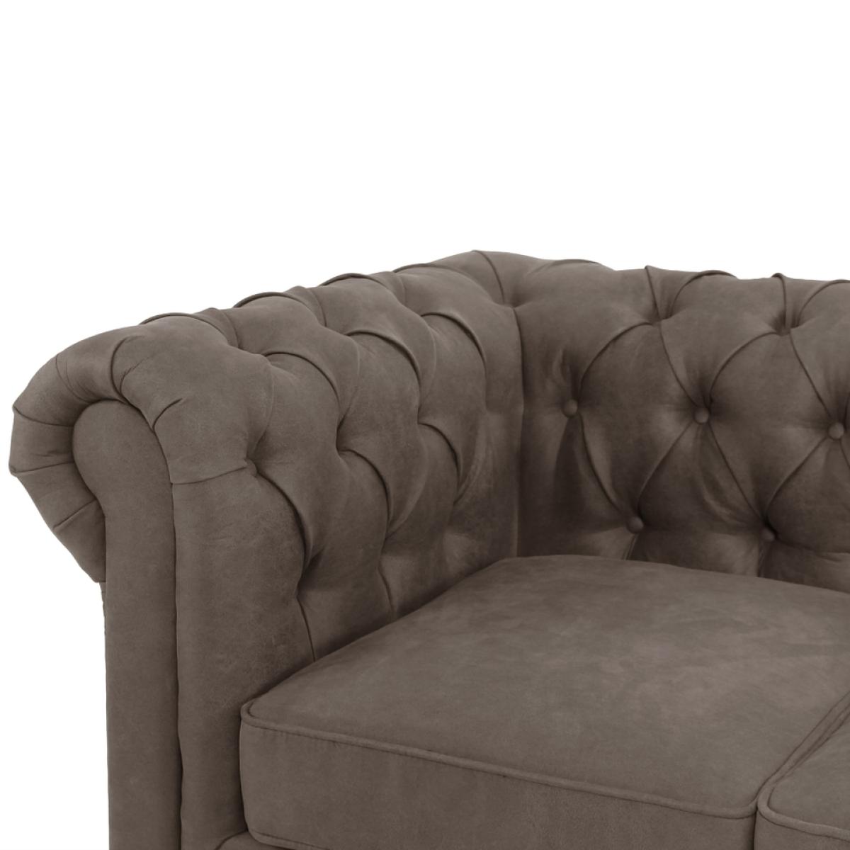 Burton Faux Leather Chesterfield 3 Seater Sofa - Elephant Grey – image 8