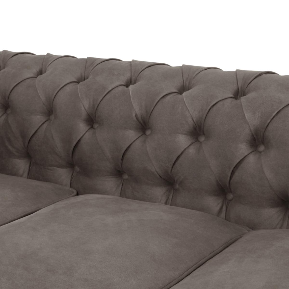 Burton Faux Leather Chesterfield 3 Seater Sofa - Elephant Grey – image 9