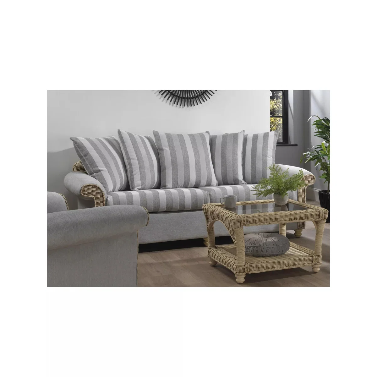 Desser Samford Rattan Scatter Back 3-Seater Sofa, Grey – image 2