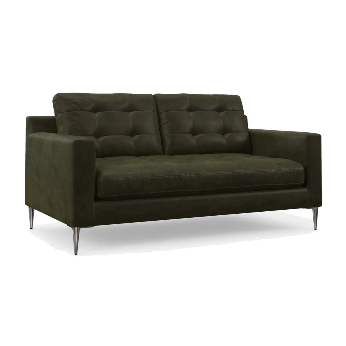 John Lewis Draper II Medium 2 Seater Leather Sofa, Metal Leg – image 1