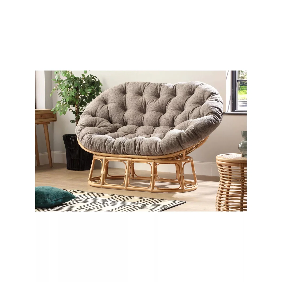 Desser Papasan Rattan 2-Seater Sofa, Grey – image 2