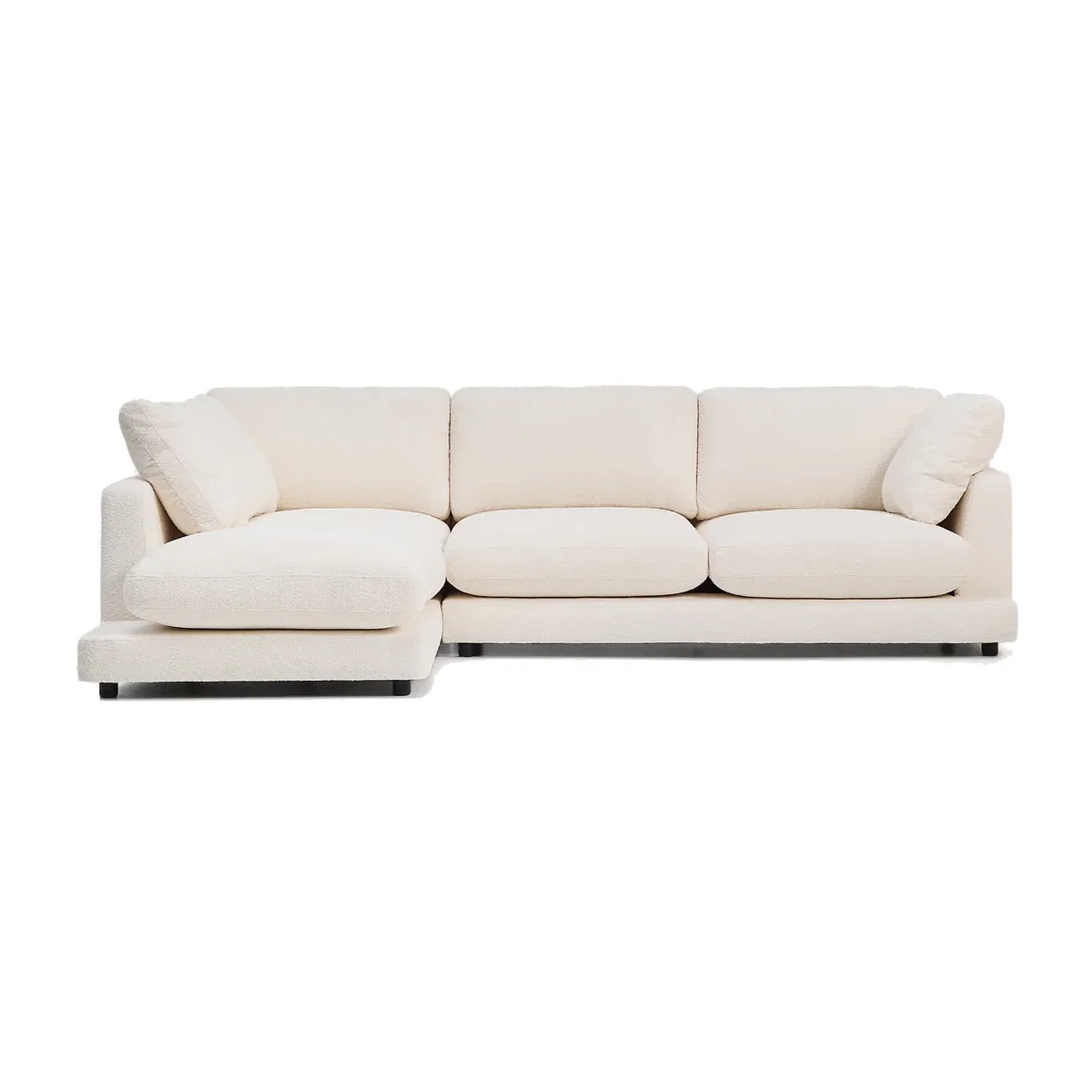 Gala fire-retardant ecru bouclé 4-seater sofa with left chaise longue FSC Mix Credit 300cm – image 1