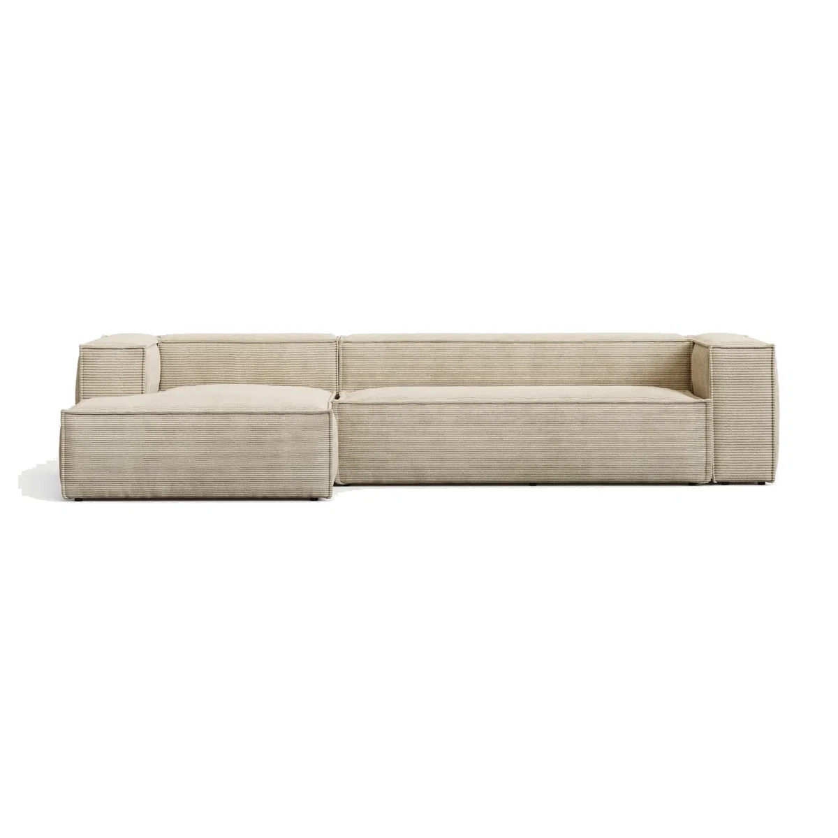 Blok fire-retardant 4-seater sofa with left chaise longue in thick ecru corduroy 330cm FSC Mix Credit – image 1