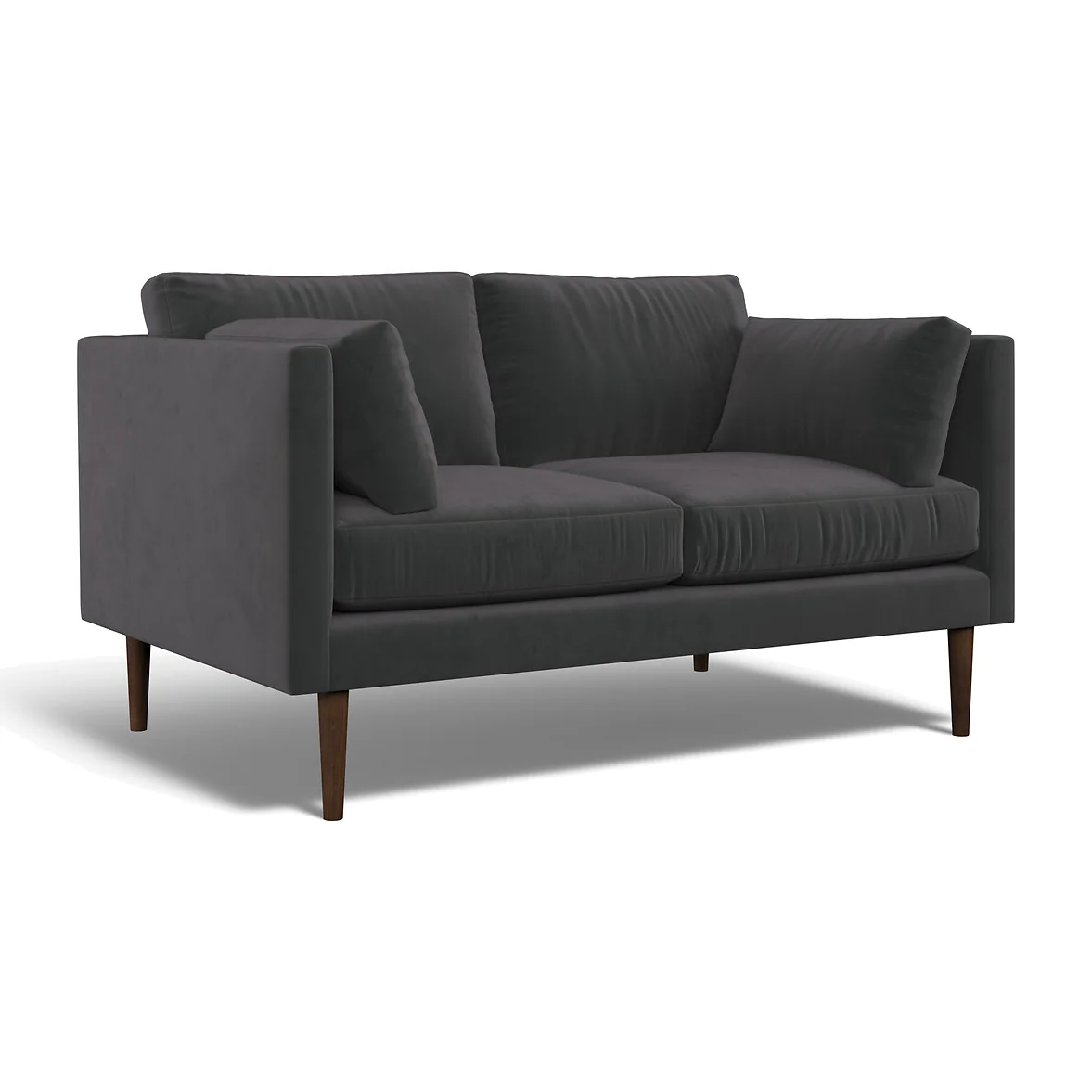 Gabriela Modern Velvet 2 Seater Feather Sofa with Dark Wood Legs – image 1